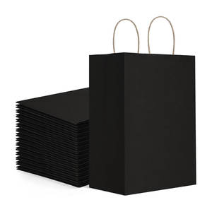 Bolsas de regalo-con asas-bolsas de compras de papel Kraft a granel mercancía al por menor cumpleaños boda fiesta favores bolsas negras sacos - Product Image 1