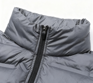 Chaleco Acolchado Aislante Color Gris Sólido al por Mayor, 100% Poliéster, Relleno de Algodón, Sin Mangas, con Cierre, Chaquetas Acolchadas para Hombre - Product Image 3