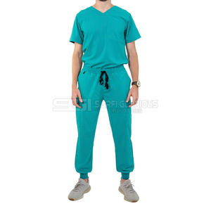 Ensemble de blouses médicales pour hommes en gros, logo personnalisé, uniforme à col en V, respirant, séchage rapide, impression par sublimation numérique pour l'hôpital - Product Image 1