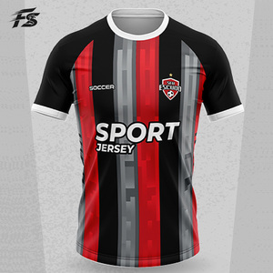 Maillot de football personnalisé à motif géométrique abstrait, inserts en maille polyester respirante, coupe adulte, tenue de club, nom et numéro personnalisés - Product Image 2