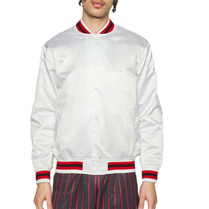 Vestes d'université en satin pour hommes de qualité supérieure de haute qualité, faites sur mesure, meilleur style avec veste à doublure en nylon à col montant avec logo imprimé - Product Image 1