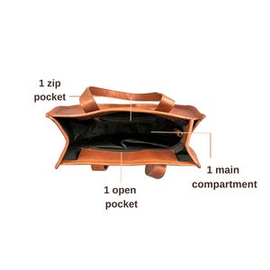 กระเป๋าหนังแท้สีน้ำตาลของผู้หญิงลายพระจันทร์ครึ่งเสี้ยวกระเป๋าถือสุดมันเงาใช้ในชีวิตประจำวันมีซิปที่ทนทานสไตล์วินเทจ - Product Image 4