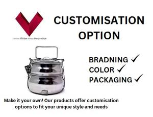 Lonchera Tiffin de Acero Inoxidable con Logotipo Personalizado, 2 Compartimentos, Estilo Indio, 8x2, Apta para Alimentos, Ideal para Regalo - Product Image 3