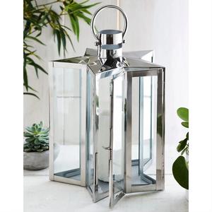 Lanternes à bougies en acier inoxydable et verre Star Design pour la maison et la décoration de Noël Lanternes de sol en argent brillant - Product Image 5