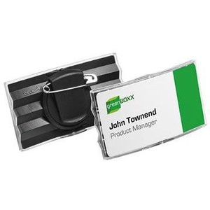DURABLE Convex Name Badge Holder & Accessories 75 X 40 mm Transparent 25 Pcs/pack <b>Rotating</b> Combination Clip - Product Image 1