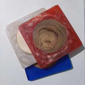 Ensemble de sous-verres incrustés en résine naturelle et écologique MOP incrustés de coussinets pour café et thé Accessoires de table en nacre - Product Image 2