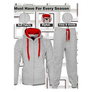 ชุดวอร์มผ้าฟลีซสำหรับผู้ชายเสื้อมีฮู้ดแบบมีซิปมีแขนและกางเกงวิ่งออกกำลังกายมีการออกแบบที่แตกต่างกันมีให้เลือกขนาดพิเศษ - Product Image 4