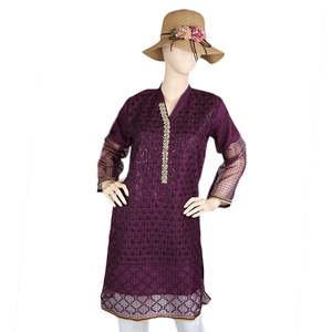 Kurti brodé fantaisie pour femmes - Violet - Product Image 4
