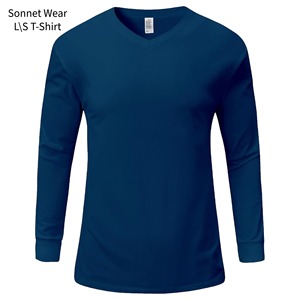 Cotton V-Neck <b>Long</b> <b>Sleeve</b> T-Shirt for <b>Men</b> Plain Outdoor Sweater Basic <b>Top</b> - Product Image 4