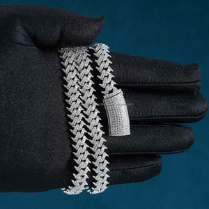 Collier à chaîne cubaine en argent 925 Hip Hop Moissanite Diamond Spike VVS Pass Diamond Tester pour les fiançailles et les fêtes - Product Image 1