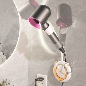 Support mural moderne et fonctionnel pour sèche-cheveux, avec étagères <span class=keywords><strong>de</strong></span> rangement paresseuses à fixation par perçage, pliable et mains libres, pour salles <span class=keywords><strong>de</strong></span> bain - Product Image 3