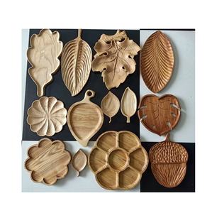 Plateau de service en bois d'acacia de noël de grande taille en forme d'arbre et de bois de cerf pour le stockage des aliments plateau de fruits plateau de bols - Product Image 2