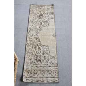 Alfombra de lana de área grande Vintage 150X470cm (6X18 pies) Diseño de retazos marrón beige Nueva forma rectangular de látex abstracto para pasillo - Product Image 1