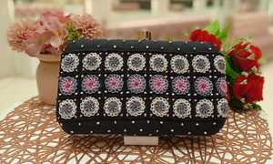 Pochette de mariée brodée de perles et diamants, sac à main, classique, pour travail lourd, boîte avec chaîne, porte-monnaie, - Product Image 3