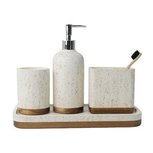 Ensemble de salle de bain en résine époxy de luxe moderne de haute qualité, design personnalisable poli, porte-brosse à dents imperméable - Product Image 5
