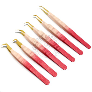 Professional Fiber Tip Diamond Grip Eyelash Tweezers 90-Degree Volume Boot Russian Lashes Compatible Lash Extension <b>Tool</b> - Product Image 1