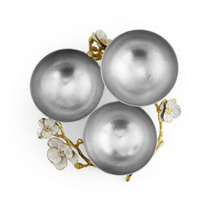 <b>Set</b> of 3 Hammered Silverware Stainless Steel <b>Dessert</b> <b>Bowls</b> with Gold Polished Aluminum Base Modern Serving Design - Product Image 4