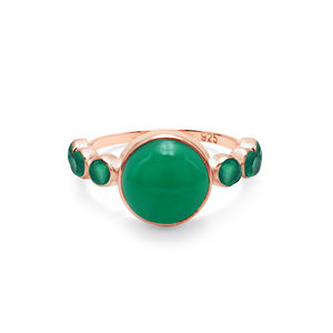 925 argent Sterling à la mode fait à la main anneaux vert Onyx pierre précieuse à facettes bijoux fins pour les femmes Simple lunette réglage mariage - Product Image 3