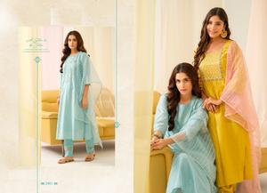 Nuevo hermoso Chandler de viscosa y algodón con Organza Dupatta Kurtis - Product Image 2