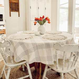 Mantel de algodón abierto a cuadros en negro Mittal Export - Product Image 3