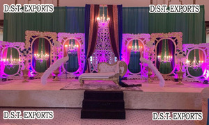 Marcos de escenario de recepción de boda contemporáneos modernos, elegante escenario de boda con tema blanco, Marcos FRP, paneles de escenario de boda perfectos - Product Image 3