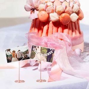 Soporte único para tarjetas de metal en oro rosa, diseño elegante, perfecto para decoración de vajilla en bodas y oficinas - Product Image 6
