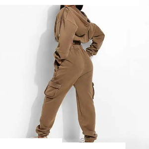 Custom Winter Embroidered Women's Tracksuit Set Zipper Hoodie Joggers Bling Fleece High Quality - Product Image 4