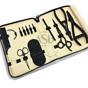 Herramientas negras con kit de extensión de cabello desnudo, alicates de extensión de cabello de acero inoxidable sostenible, tijera, peine, pinzas y pinza para el cabello - Product Image 1