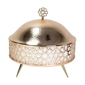 Casserole de travail belle coupe couleur or rose avec couvercle à motif martelé et support à 3 pieds nouveauté fabuleuse à vendre - Product Image 4