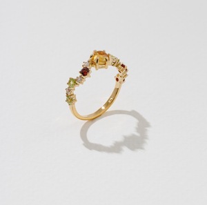 Bague S925 plaquée or 14K classique avec citrine naturelle, zircon blanc, zircone cubique, grenat et péridot, personnalisable pour la vente au détail, OEM, ODM - Product Image 1