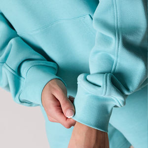 Conjunto de sudadera con capucha de gran tamaño de lana de algodón suave de primera calidad, ropa de calle personalizada para mujer, conjunto de sudaderas con capucha y joggers con serigrafía - Product Image 6