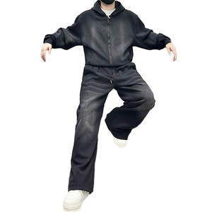 Survêtement délavé à l'acide Survêtements de sport Sweat à capuche épais zippé et survêtement Ensemble Survêtement personnalisé pour hommes - Product Image 4