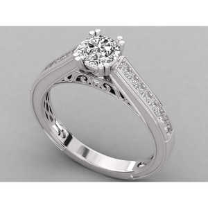 Bague pour femme en or 18 carats avec diamant solitaire rond de laboratoire, bagues en diamant brillant - Product Image 2