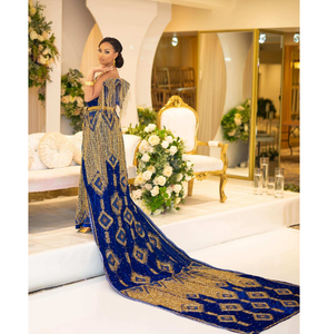 Fabriqué à la main élégant somalien Dirac robe de mariée africaine intemporelle luxe Premium coton soie Polyester dentelle broderie Slim Fit - Product Image 1