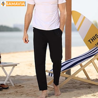 Pantalon de jogging pour homme SAMAVIA, taille haute, décontracté, brodé, vintage, en toile tricotée, coupe droite, en tissu hybride doux et confortable