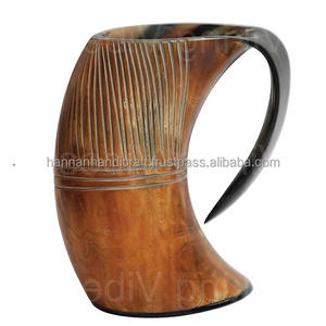 Mug en corne de buffle style rustique, personnalisable avec logo, idéal pour cadeaux ou souvenirs, pour bière, ale ou café, vente en gros - Product Image 2