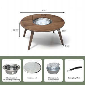 Mesa de hoguera sin humo de bambú Moso redonda para uso en exteriores herramienta de torneado funcional - Product Image 3