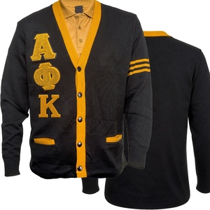 Pull cardigan Alpha Phi Fraternity en or vieilli avec lettres en chenille OEM/ODM - Product Image 5