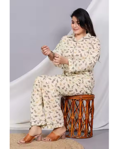 Conjunto de ropa de casa de primavera y verano personalizado para mujer en Top de manga larga de rayón puro y pantalones de pijama para dormir o ropa de Interior informal - Product Image 4