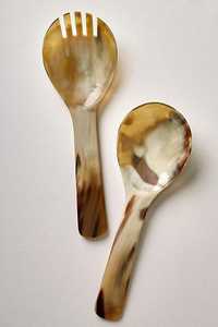 Juego de Cubiertos de cuerno de búfalo artesanal Sami más vendido, la mejor cuchara de ensalada para servir en la cocina del hogar de Crescent Crafts - Product Image 4
