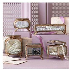 Customized Size Brass Border Bevelled Glass Storage Jewelry and Ring Earing <b>Keepsake</b> Organized <b>Box</b> Wedding Decoration and Gifts - Product Image 2