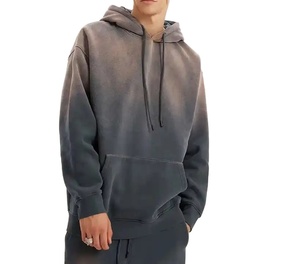 Sweat à capuche en coton 100% de haute qualité, délavé à l'acide, style streetwear, avec broderie de patch personnalisée et effet vieilli - Product Image 2