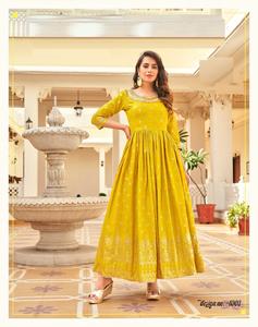 Collection de travail de broderie de robe de style imprimé feuille de rayonne lourde pour les femmes - Product Image 2