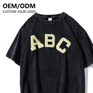 <b>Acid</b> Wash High Quality 240 Gsm <b>Drop</b> Shoulder Heavyweight T Shirt Stone Wash Custom Streetwear Oversized T Shirt Man - Product Image 5