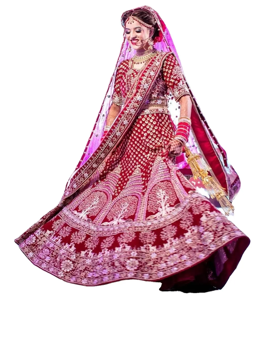 Dgb ล่าสุด2022เย็บปักถักร้อยสีชมพู Lehenga Choli ออกแบบสำหรับงานแต่งงานพรรคปากีสถานชุดตลาดขายส่ง