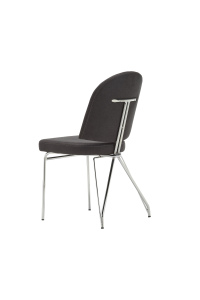 <b>Black</b> Color Premium Quality Modern Luxury Upholstered Dining Room <b>Chair</b> with Metal Base - Product Image 3