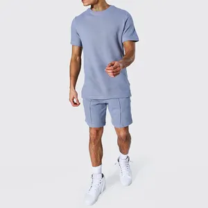 Wholesale Summer New Men Casual Shorts Sets Short Sleeve T Shirt Shorts Solid Set Men's Brand Clothing 2 Piece Set