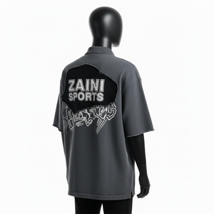 Polo homme en coton et polyester piqué premium 200 GSM, gris foncé, avec logo brodé personnalisé. - Product Image 2