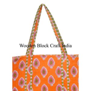 Sac fourre-tout matelassé fait main pour femmes, magnifique sac de marché en coton pour le shopping, imprimé floral bohème, grand sac fourre-tout fonctionnel - Product Image 2