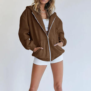 Produit le plus vendu, sweat à capuche respirant pour femmes, fermeture éclair, manches longues, streetwear, sweat à capuche oversize pour femmes, fermeture éclair, vente en ligne - Product Image 3